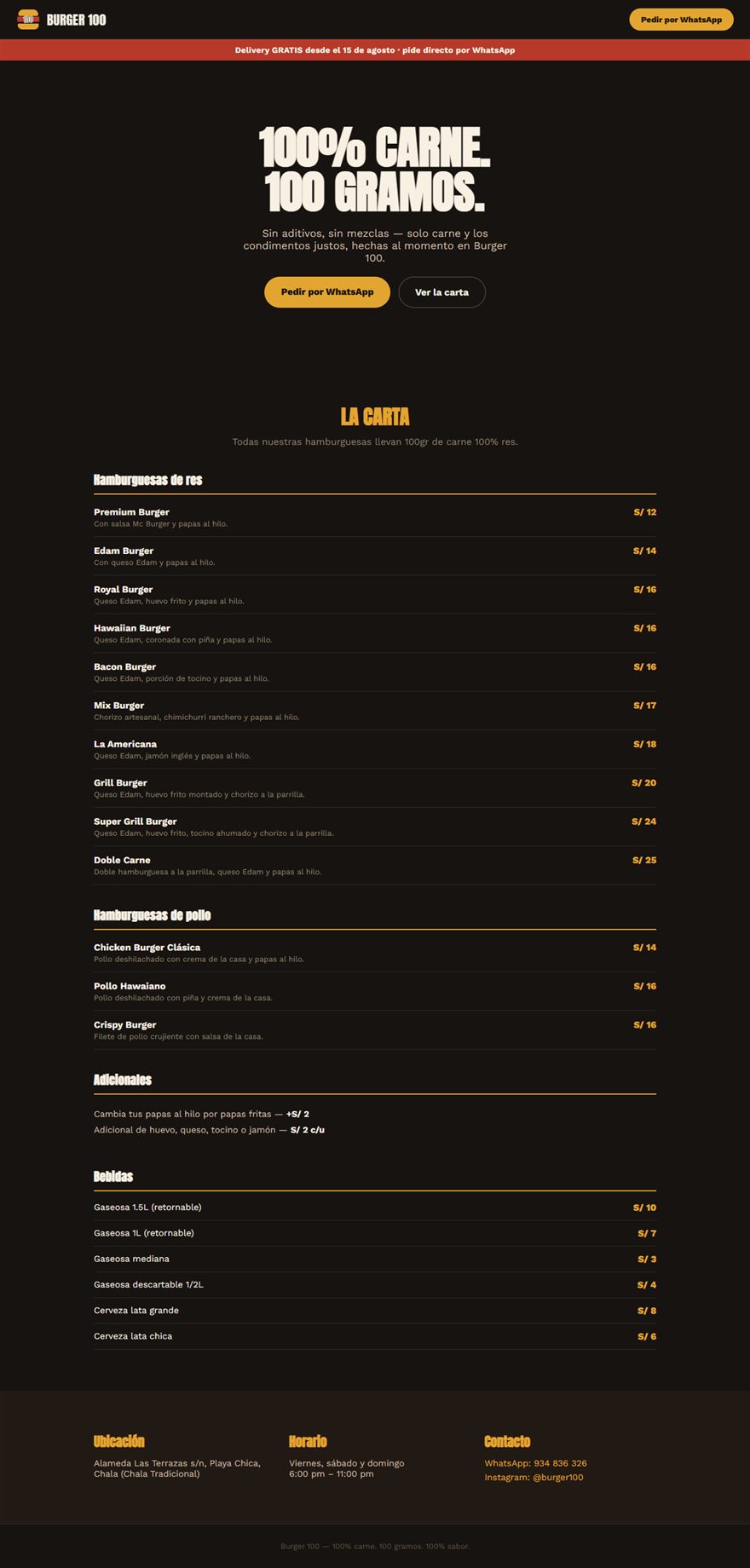 Web completa de Burger 100